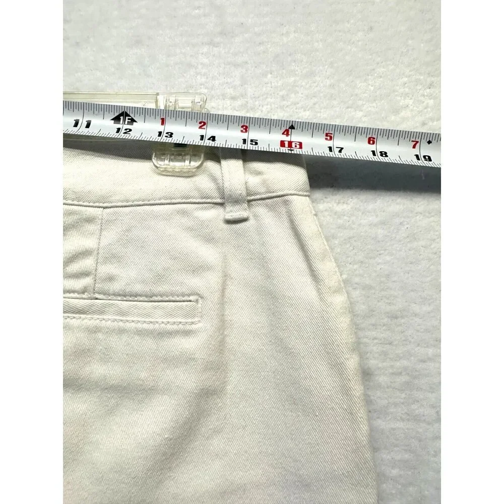 Lauren Ralph Lauren White Denim Mini‎ Skirt Zipper Pockets Size 8 Stretch Cotton